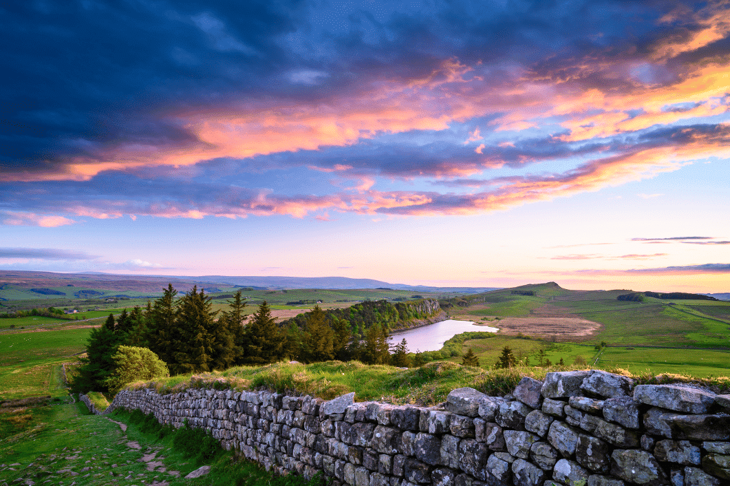 Hadrian's Wall at sunset